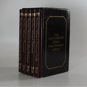 NEW WEBSTERS Deluxe desk reference library 5 book set w/ case jacket